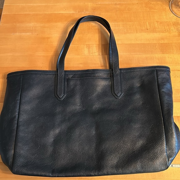 Navy Fossil leather tote - Picture 3 of 5